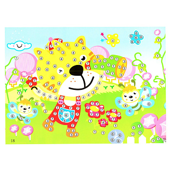 Дитяча мозаїка за номерами "Тигреня" 13-126-7 різнокольорові камінчики