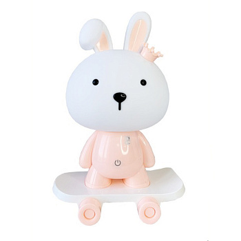 Нічник дитячий «Зайчик на скейті» MGZ-1407(Pink) живлення від USB
