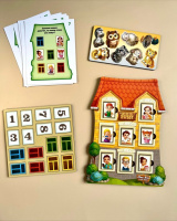 Дерев'яний пазл-вкладиш "Будиночок із завданнями" (ПСФ112) PSF112