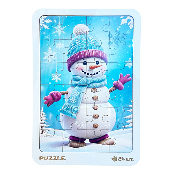 Новорічний пазл-вкладиш "Сніговик у рукавичках" 3240-19-002, 16х22 см
