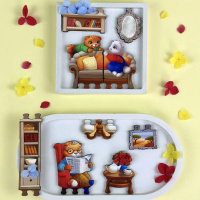 Дерев'яний пазл-вкладиш "Котячий літній будинок" (ПСД272) PSD272