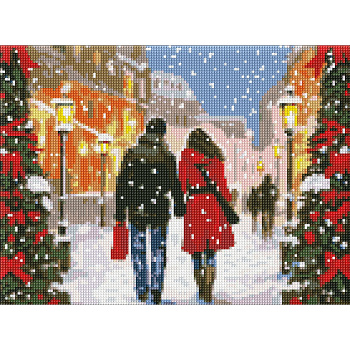 Алмазна мозаїка без підрамника "Різдвяна атмосфера" AMC7818 з АВ стразами 30х40 см