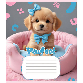 Зошит учнівський "Цуценята" 012-510126C-2 в косу лінію, 12 аркушів  