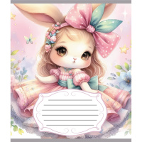 Зошит учнівський "Зайка" 012-590522C-5 в косу лінію, 12 аркушів