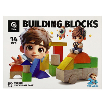 Дитячі дерев'яні будівельні блоки "Місто" QB700-008, 14 елементів 