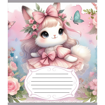 Зошит учнівський "Зайка" 012-590522C-4 в косу лінію, 12 аркушів