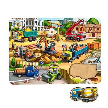 Дерев'яний пазл-вкладиш "Будівельний майданчик" Ubumblebees (ПСД123) PSD123, 9 елементів