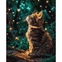Картина за номерами "Кошеня та світлячки" ©art_selena_ua KHO6881, 40х50 см 