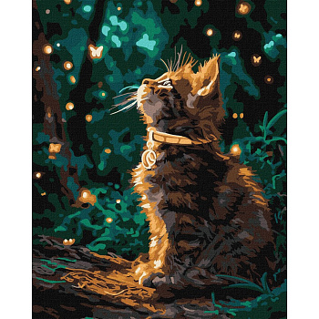 Картина за номерами "Кошеня та світлячки" ©art_selena_ua KHO6881, 40х50 см 