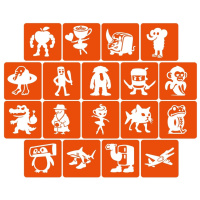 Набір трафаретів для біотату "Італійський брейнрот №1" Italian-brainrot_5x5_18_1